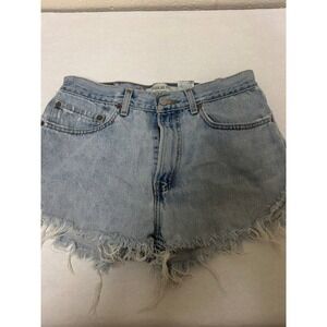 Levis 505 Jeans‎ Shorts Womens 32 Blue Denim Vintage Cut Off High Waisted